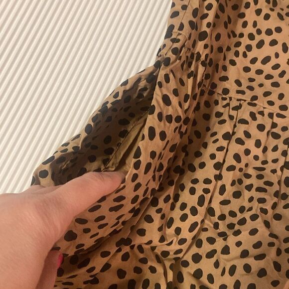 J. Crew Ruffleneck Tiered Popover Dress in Leopard XS - Picture 8 of 13